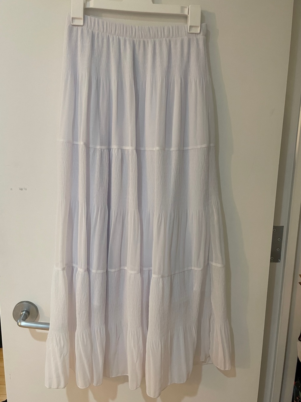 Women's White Tiered Maxi Skirt